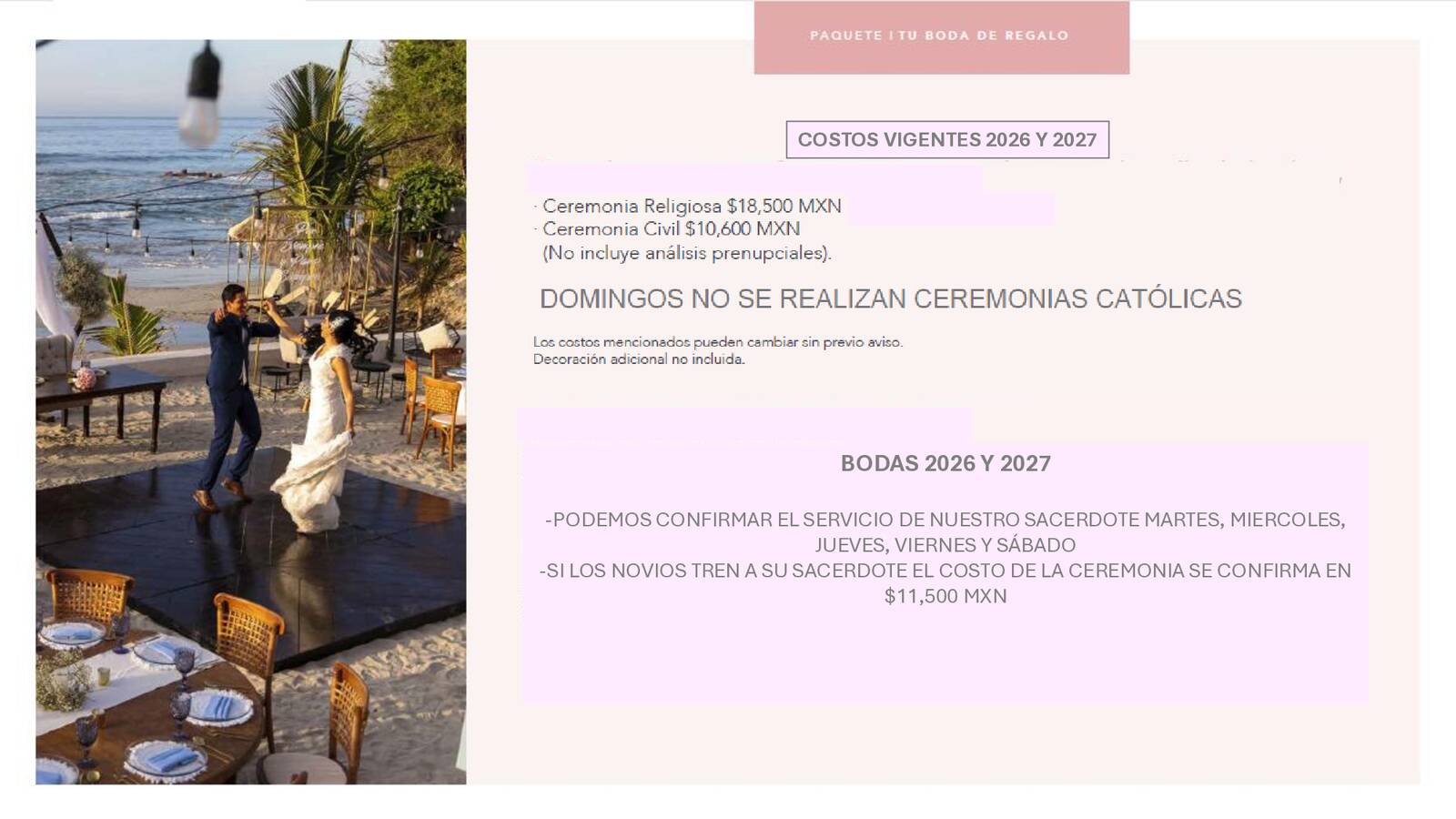 PAQUETES DE BODA