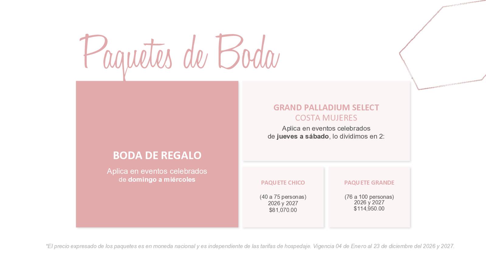 paquete de bodas