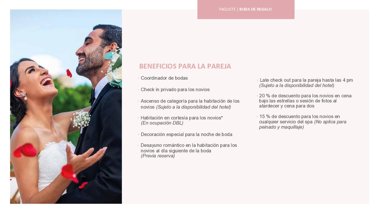 paquete de bodas