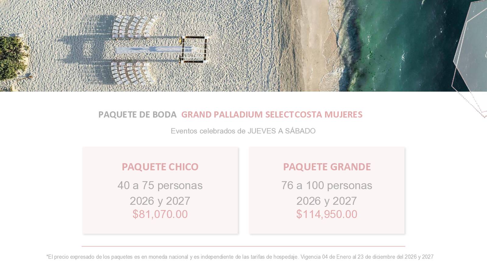 paquete de bodas