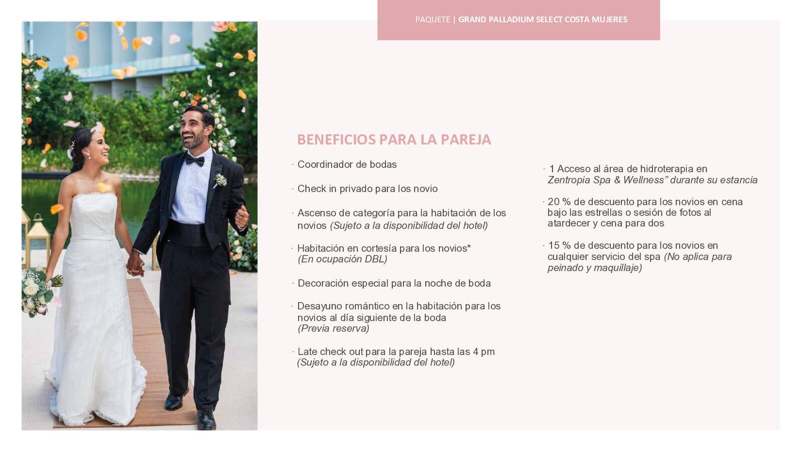 paquete de bodas