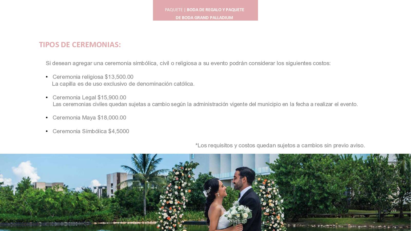 paquete de bodas