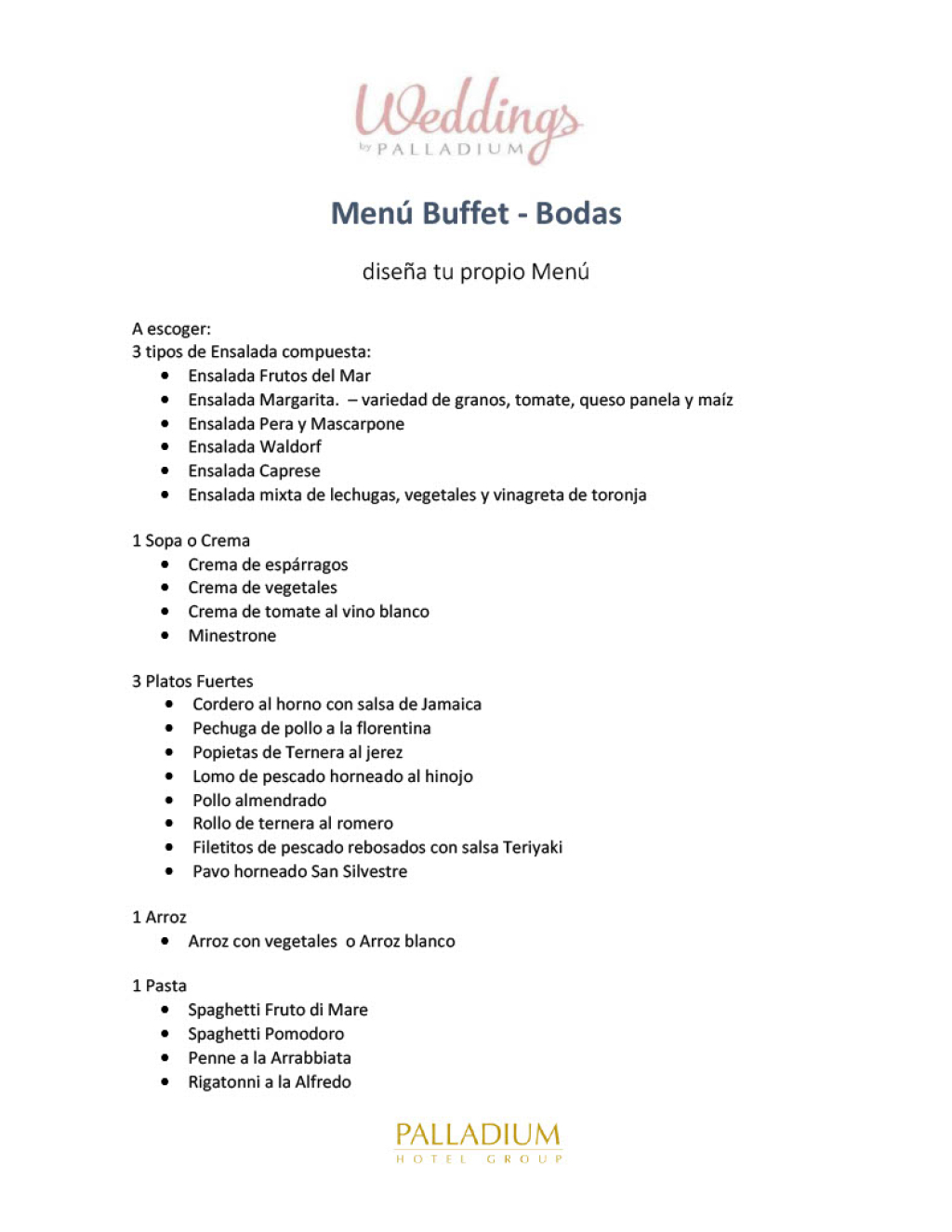 MENU DE BODAS