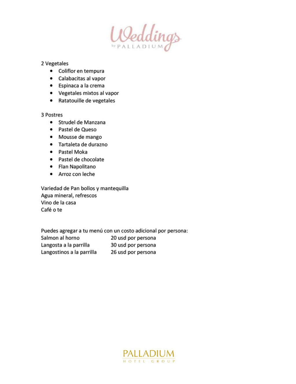 MENU DE BODAS