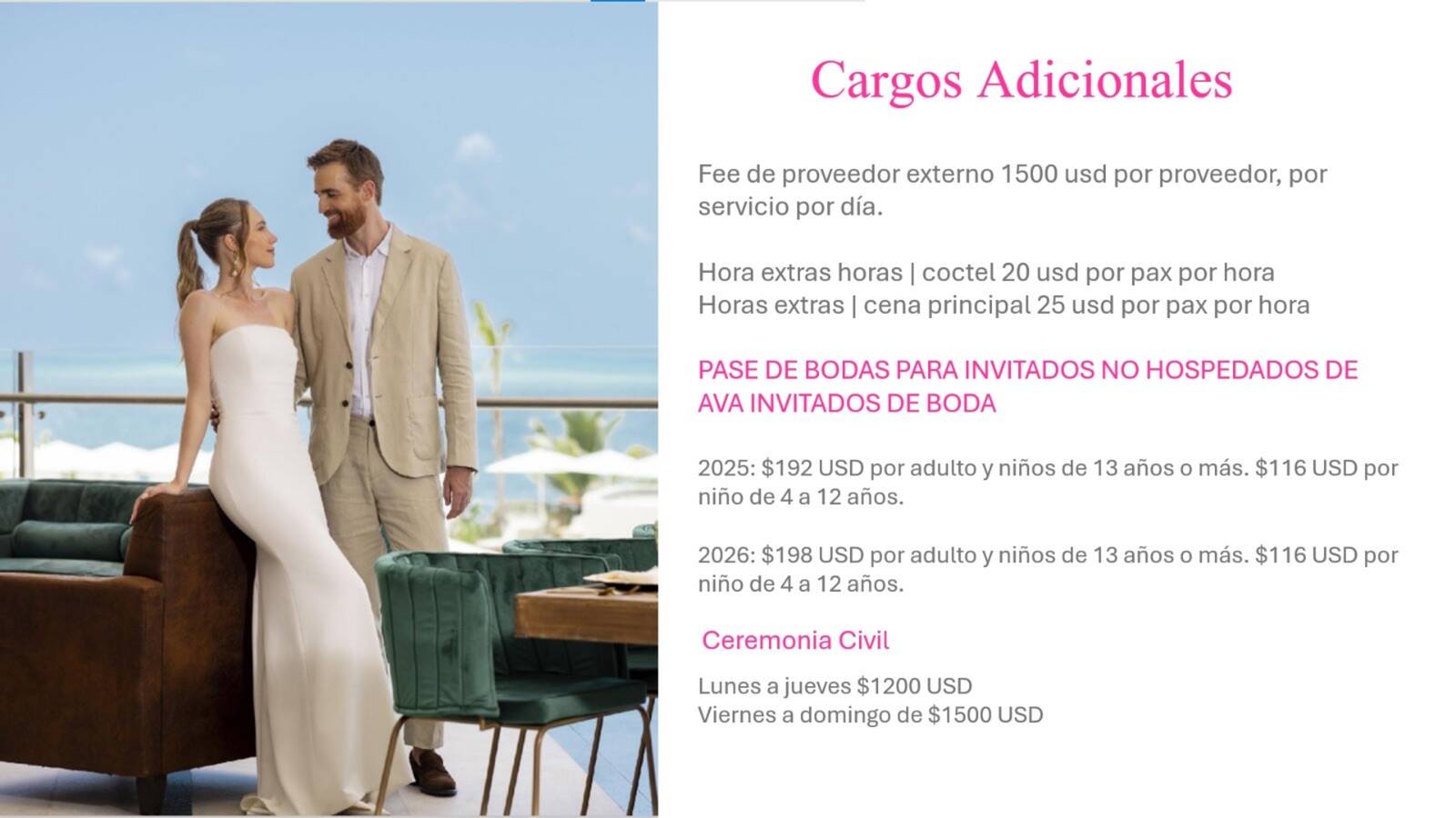 paquete de bodas