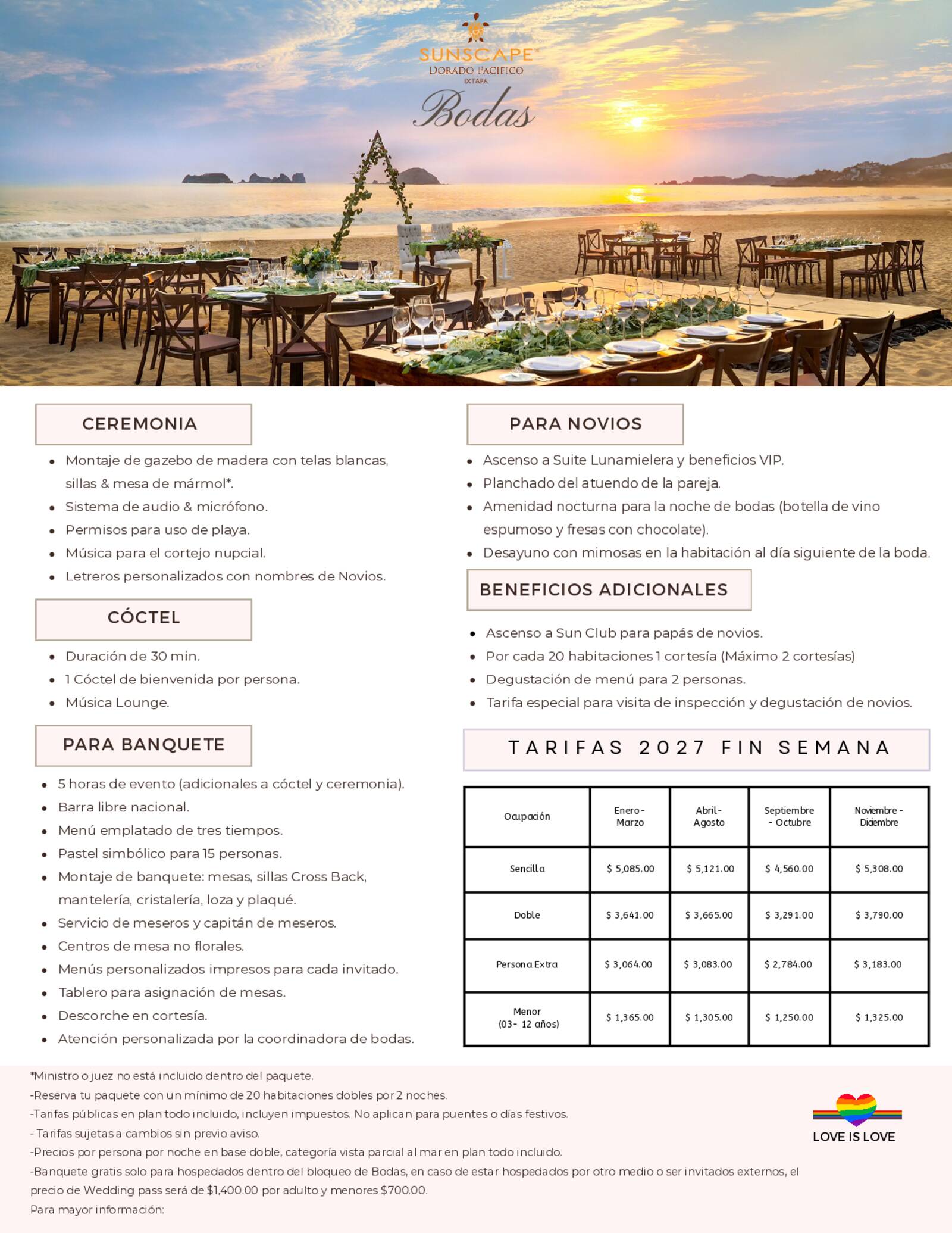 TU BODA EN SUNSCAPE 2027, 2 noches