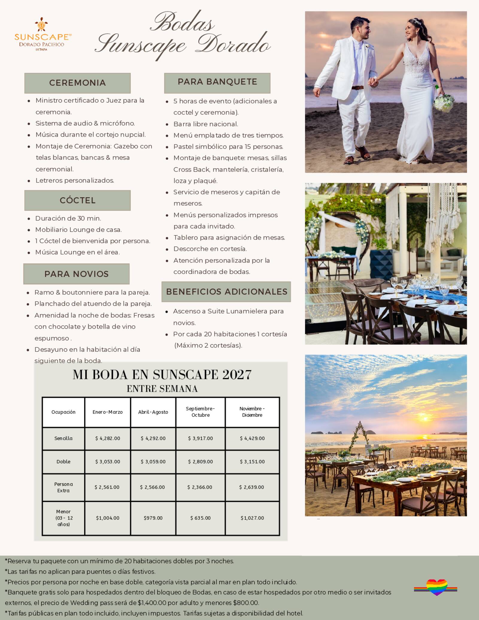 TU BODA EN SUNSCAPE 2027, 3 NOCHES