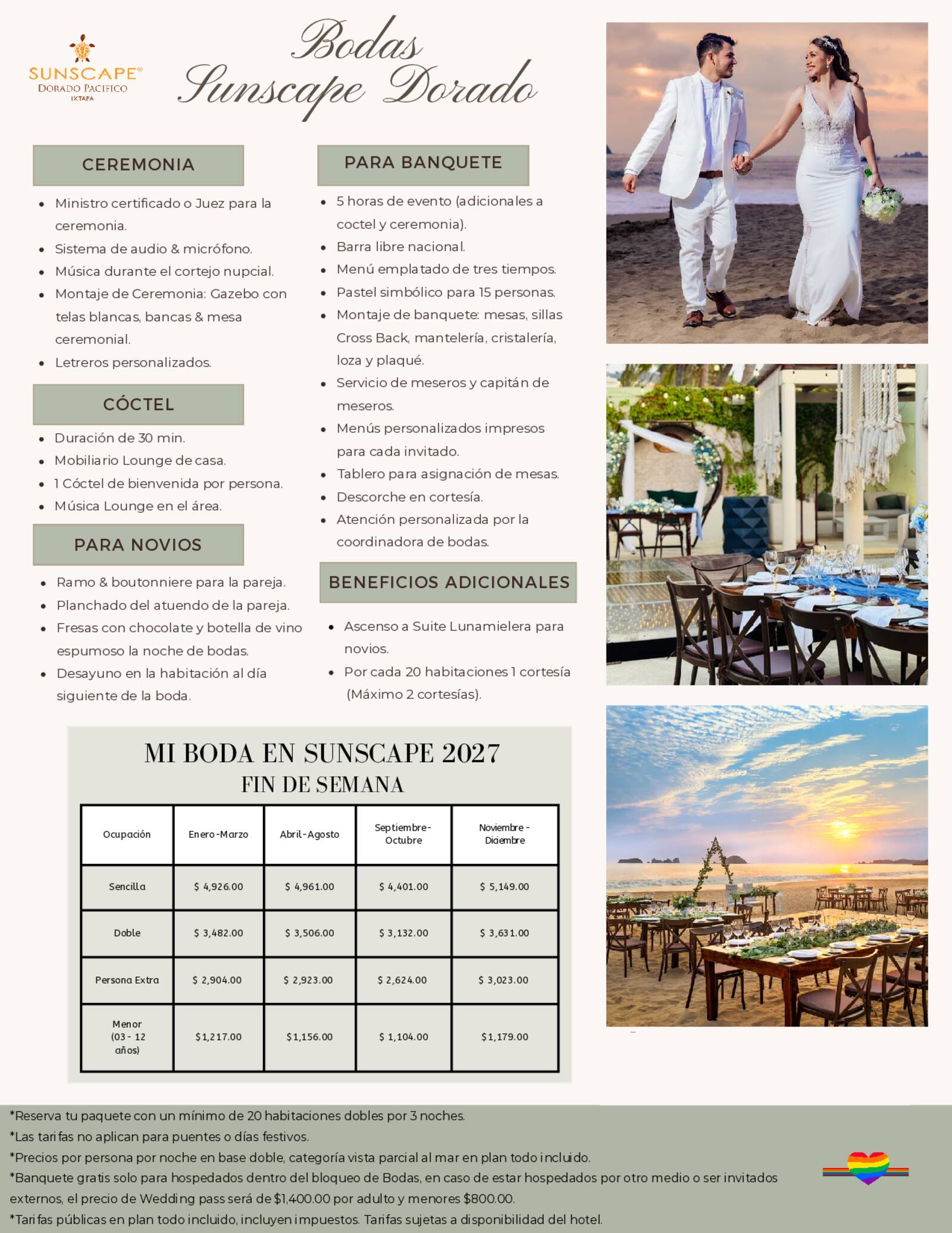 TU BODA EN SUNSCAPE 2027, 3 NOCHES
