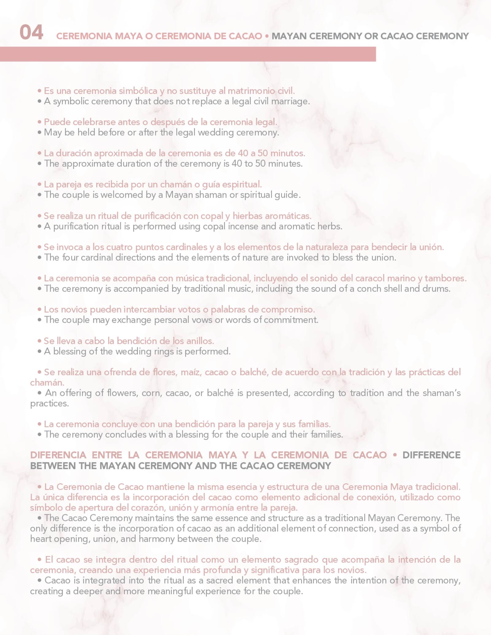 COSTOS DE CEREMONIAS